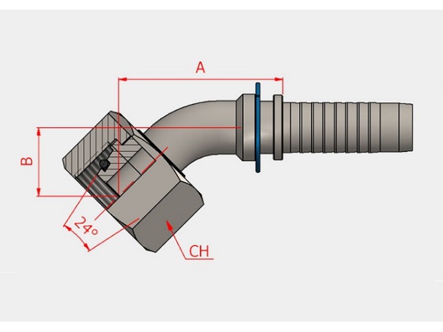 S-31543-12-16 METİRK (24°) 45° HORTUM BAŞLIKLARI