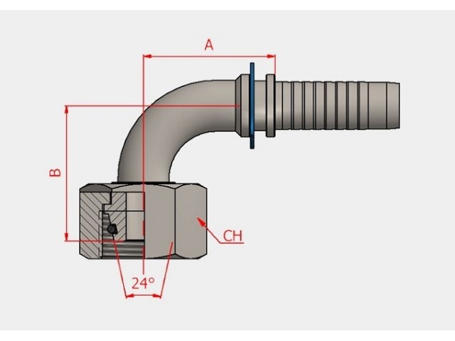 S-31593-10-15 METİRK (24°) 90° HORTUM BAŞLIKLARI