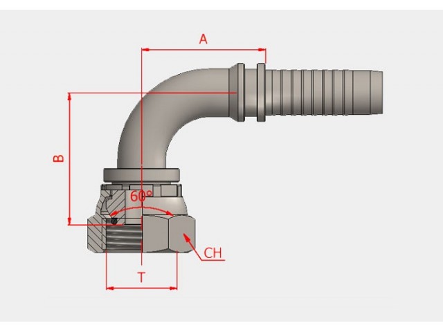 S-30791-40-24 BSP İÇE HAVŞA 90° HORTUM BAŞLIKLARI