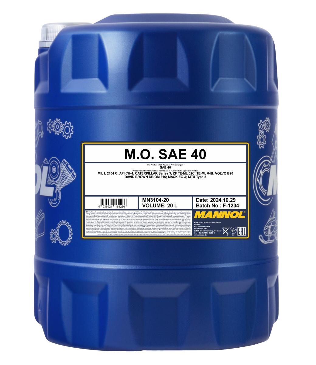 MANNOL 3104 M.O. SAE 40 MOTOR YAĞI 20 L