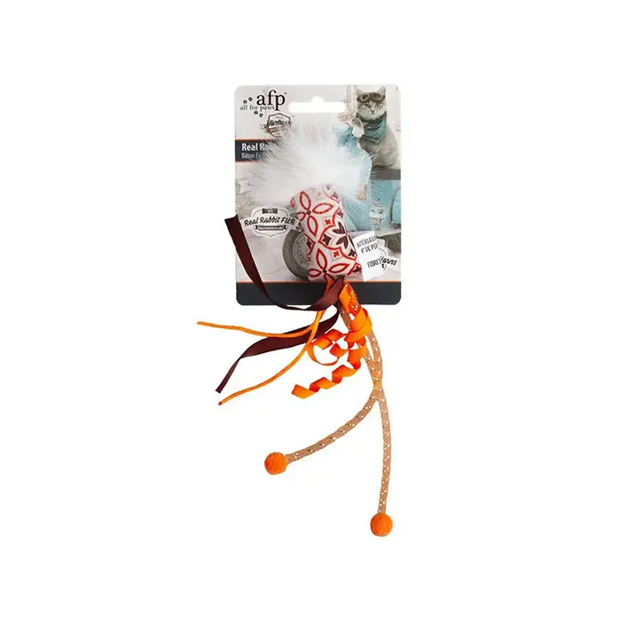 AFP VİNTAGE TAVŞAN TÜYLÜ STİCK KEDİ OYUNCAĞI 21X5X2 CM