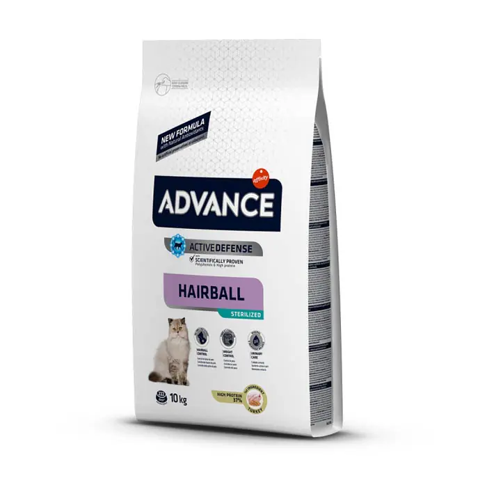 ADVANCE HİNDİLİ TÜY YUMAĞI ÖNLEYİCİ KISIRLAŞTIRILMIŞ KEDİ MAMASI 10KG