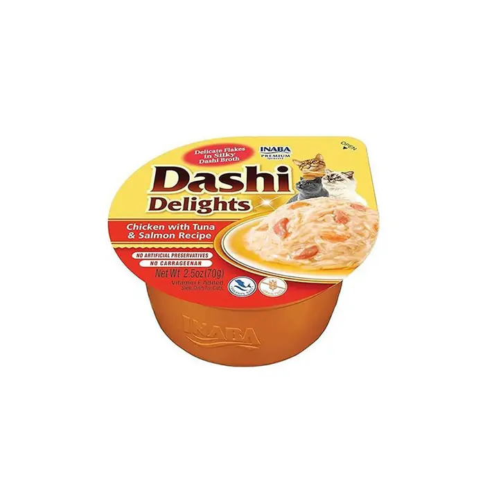 CIAO DASHİ DELİGHTS TAVUKLU SOMONLU VE TON BALIKLI KEDİ ÇORBASI 70GR