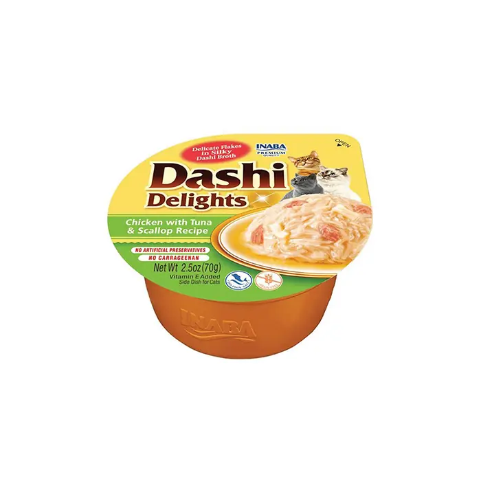 CIAO DASHİ DELİGHTS TAVUKLU TON BALIKLI VE DENİZ TARAKLI KEDİ ÇORBASI 70GR