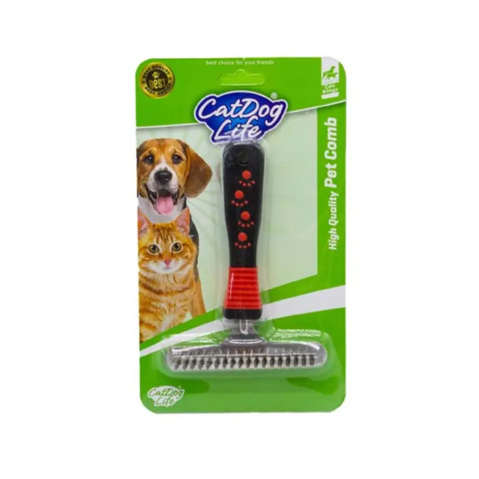 CAT&DOGLİFE KEDİ VE KÖPEKLER İÇİN ÇİFT SIRALI TIRMIK TARAK 11X16CM
