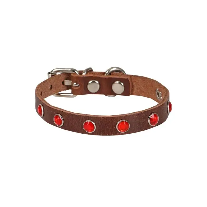 CATTİE TAŞLI DERİ KEDİ BOYUN TASMASI MEDİUM 1X20-23CM