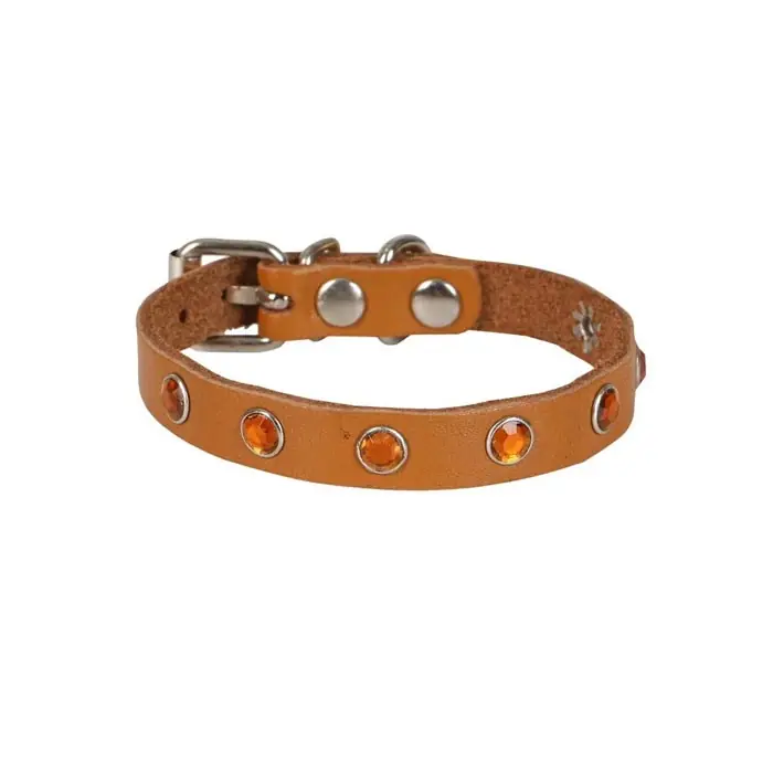 CATTİE TAŞLI DERİ KEDİ BOYUN TASMASI XLARGE 1,5X26-31CM