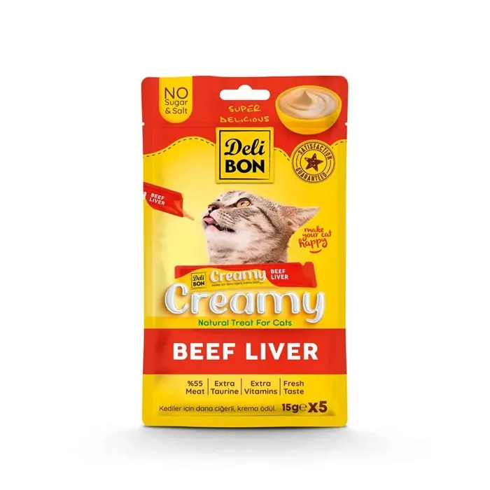 DELİBON CREAMY DANA CİĞERLİ SIVI KEDİ ÖDÜL MAMASI 5X15GR