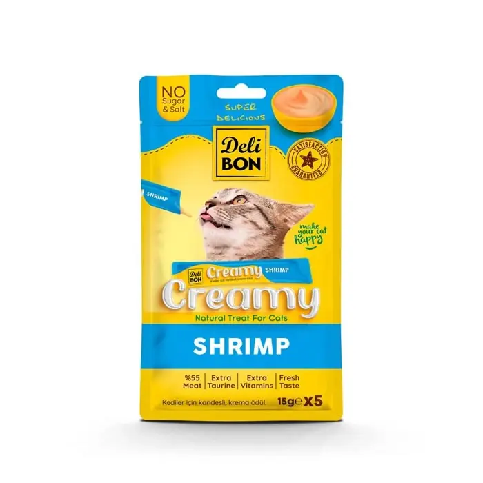 DELİBON CREAMY KARİDESLİ SIVI KEDİ ÖDÜL MAMASI 5X15GR