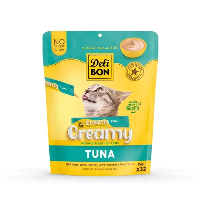 DELİBON CREAMY TON BALIKLI SIVI KEDİ ÖDÜL MAMASI 32X15GR