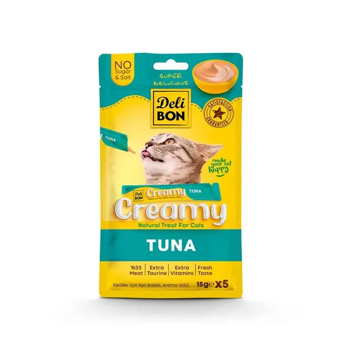 DELİBON CREAMY TON BALIKLI SIVI KEDİ ÖDÜL MAMASI 5X15GR
