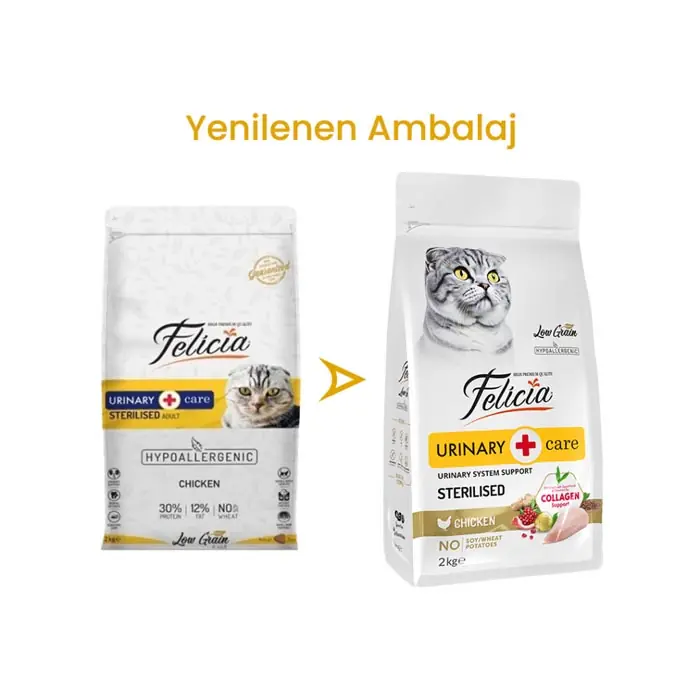 FELİCİA AZ TAHILLI HYPOALLERGENİC TAVUKLU KISIRLAŞTIRILMIŞ KEDİ MAMASI 2 KG