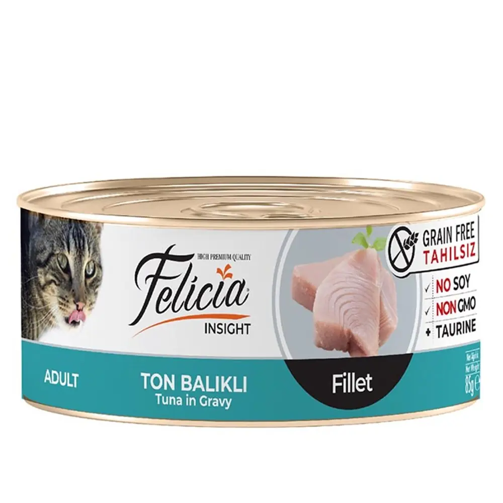 FELİCİA TAHILSIZ GRAVY TON BALIKLI FİLETO YETİŞKİN KEDİ KONSERVESİ 85 GR