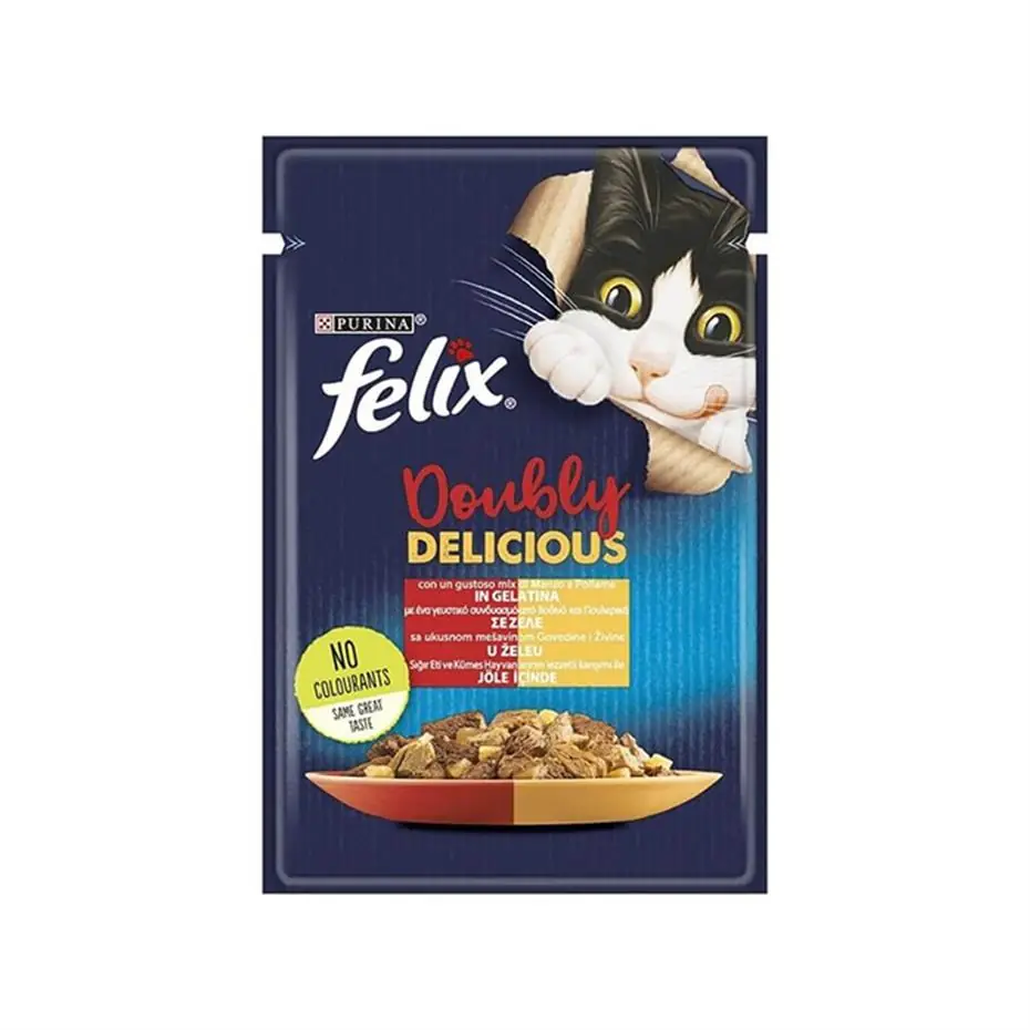 FELİX ÇİFTE LEZZET SIĞIR & TAVUK KEDİ YAŞ MAMA 85 GR.