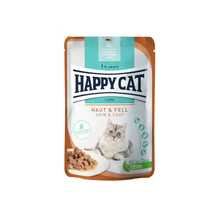 HAPPY CAT DERİ VE TÜY SAĞLIĞI İÇİN POUCH TAVUKLU YETİŞKİN KEDİ YAŞ MAMASI 85GR