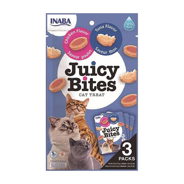 INABA JUİCY BİTES TAVUKLU VE TON BALIKLI KEDİ ÖDÜL MAMASI 3X11,3GR
