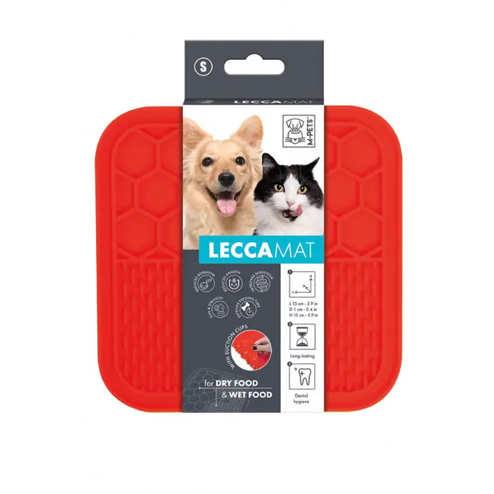 LECCAMAT KARE ŞEKİLLİ KEDİ KÖPEK ÖDÜL YALAMA APARATI KIRMIZI 15X15CM