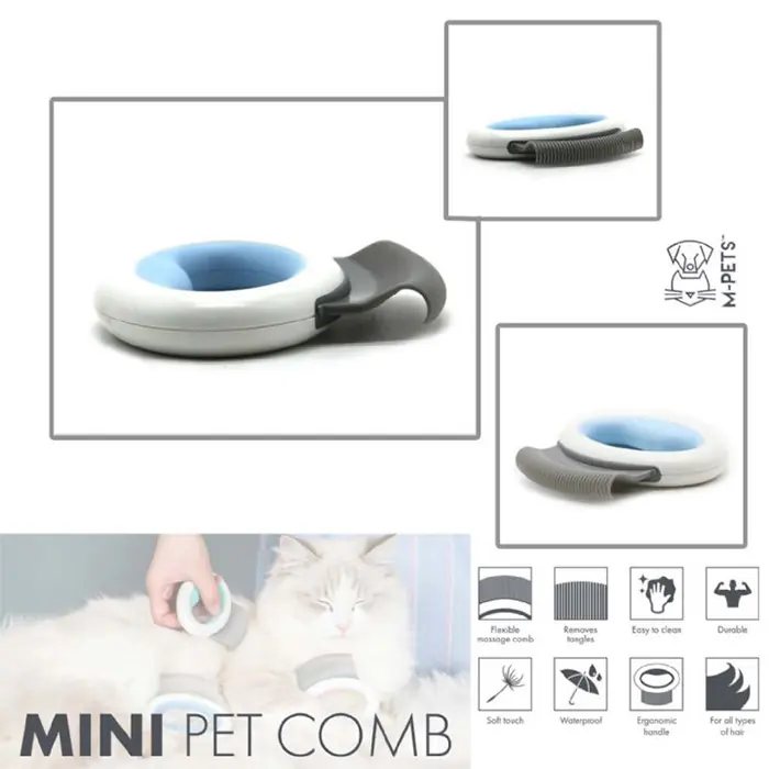 M-PETS MİNİ PET COMB ESNEK MASAJ TARAĞI MAVİ 8X8,5CM
