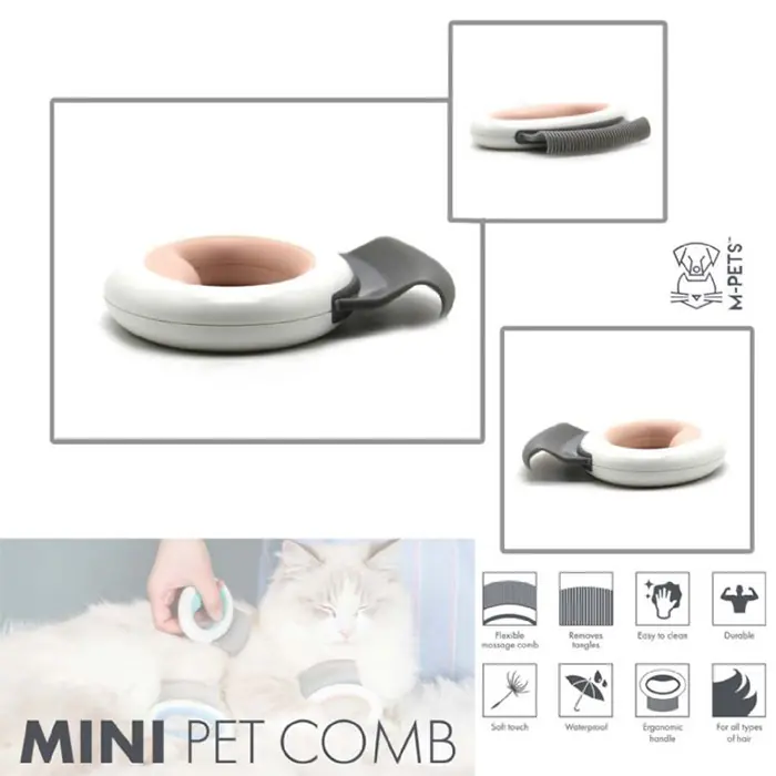 M-PETS MİNİ PET COMB ESNEK MASAJ TARAĞI PEMBE 8X8,5CM