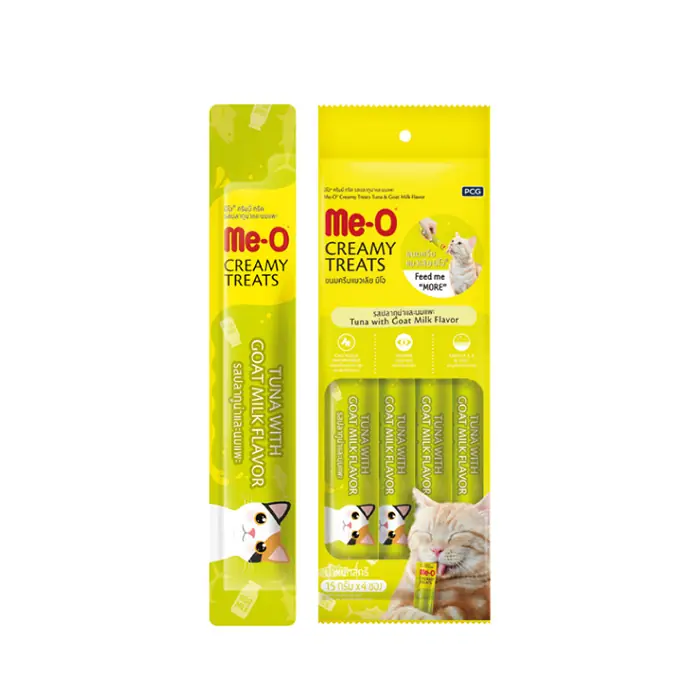 ME-O CREAMY TREATS TON BALIĞI VE KEÇİ SÜTLÜ EK BESİN VE KEDİ ÖDÜLÜ 4X15GR