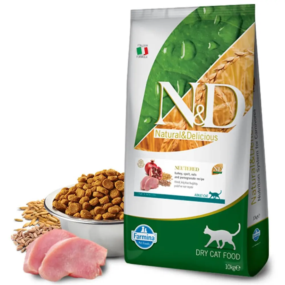 N&D AZ TAHILLI HİNDİ ETLİ KISIRLAŞTIRILMIŞ KEDİ MAMASI 10 KG