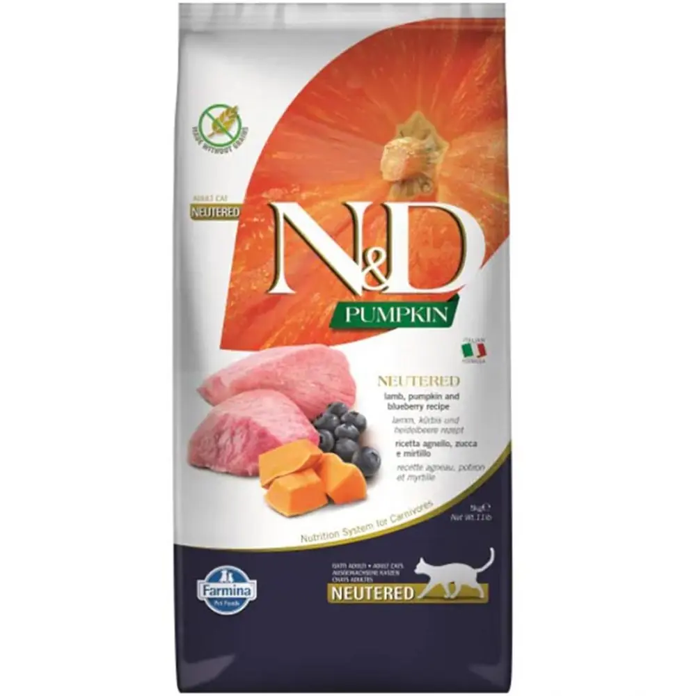 N&D BALKABAKLI KUZU ETLİ YABAN MERSİNLİ KISIRLAŞTIRILMIŞ KEDİ MAMASI 5 KG