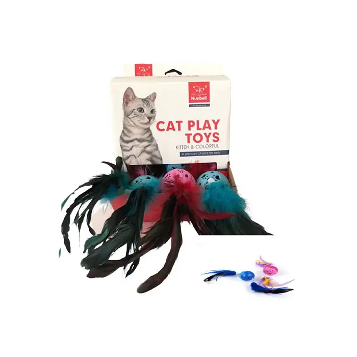 NUNBELL İKİ TARAFI TÜYLÜ TOP KEDİ OYUNCAĞI