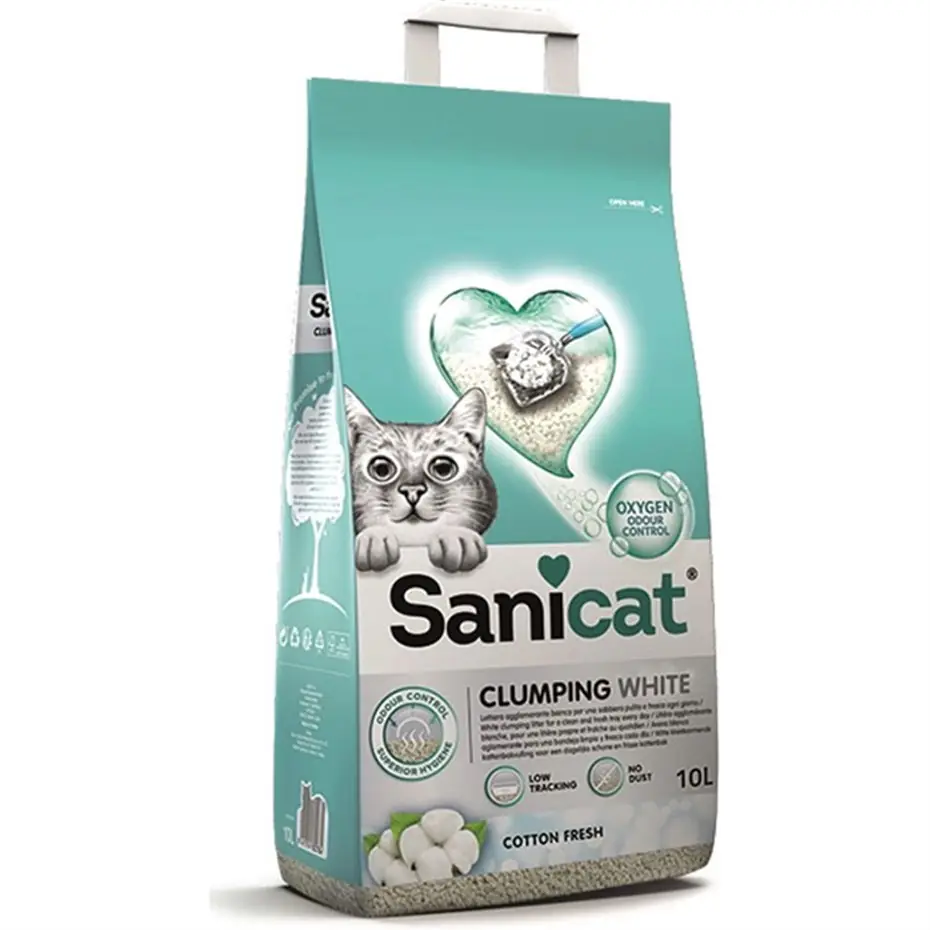 SANİCAT CLUMPİNG WHİTE COTTON FRESH OKSİJEN KONTROL EMİCİ KEDİ KUMU 10LT