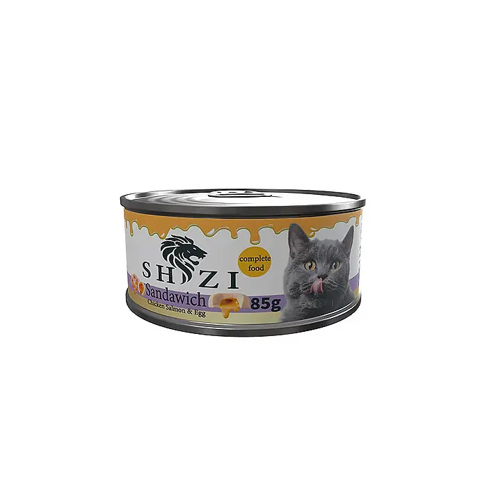 SHİZİ TAVUK ETLİ SOMONLU VE YUMURTALI EZME KEDİ KONSERVESİ 85GR