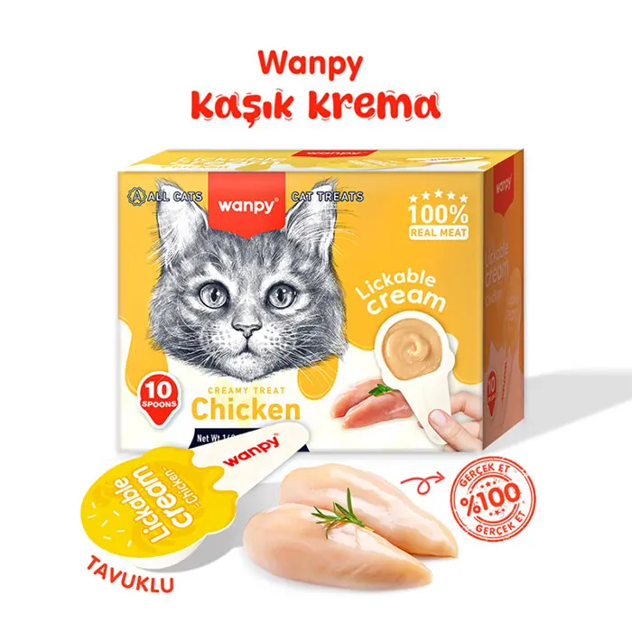 WANPY TAVUKLU KAŞIKLI KREMA KEDİ ÖDÜLÜ 10X16 GR