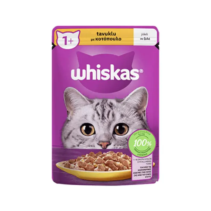 WHİSKAS POUCH JÖLE İÇİNDE TAVUKLU YETİŞKİN KEDİ KONSERVESİ 85GR