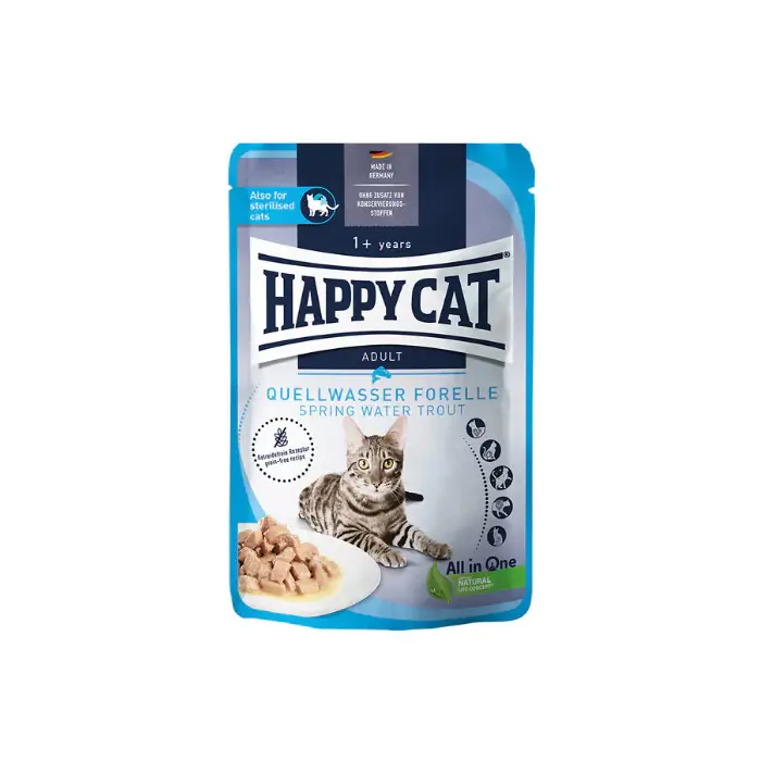 HAPPY CAT ALABALIKLI TAHILSIZ POUCH YETİŞKİN KEDİ YAŞ MAMASI 85GR