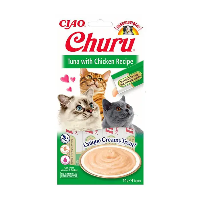 CIAO CHURU CREAM TON BALIKLI VE TAVUKLU SIVI KEDİ ÖDÜL MAMASI 4X14GR