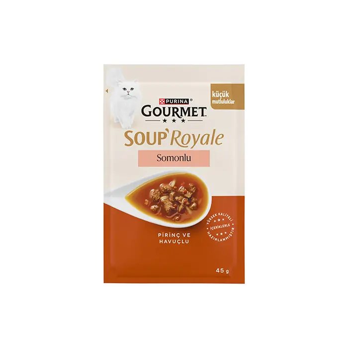 GOURMET SOUP ROYALE SOMONLU PİRİNÇ VE HAVUÇLU KEDİ ÇORBASI 45 GR