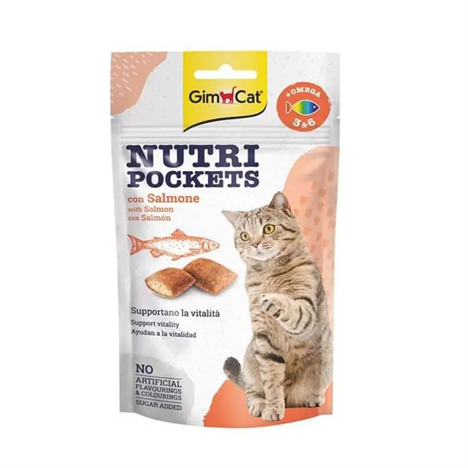 GİMCAT NUTRİPOCKETS KEDİ ÖDÜL SOMON OMEGA 60GR