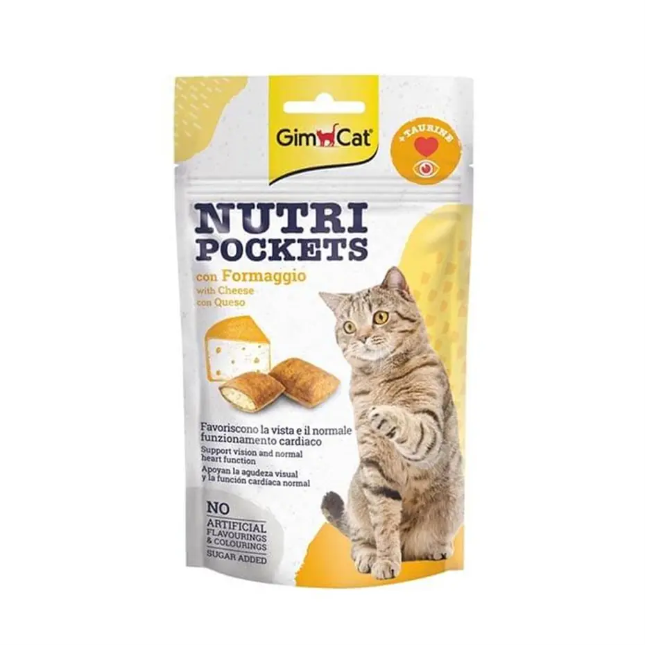 GİMCAT NUTRİPOCKETS KEDİ ÖDÜL PEYNİR TAURİN 60GR
