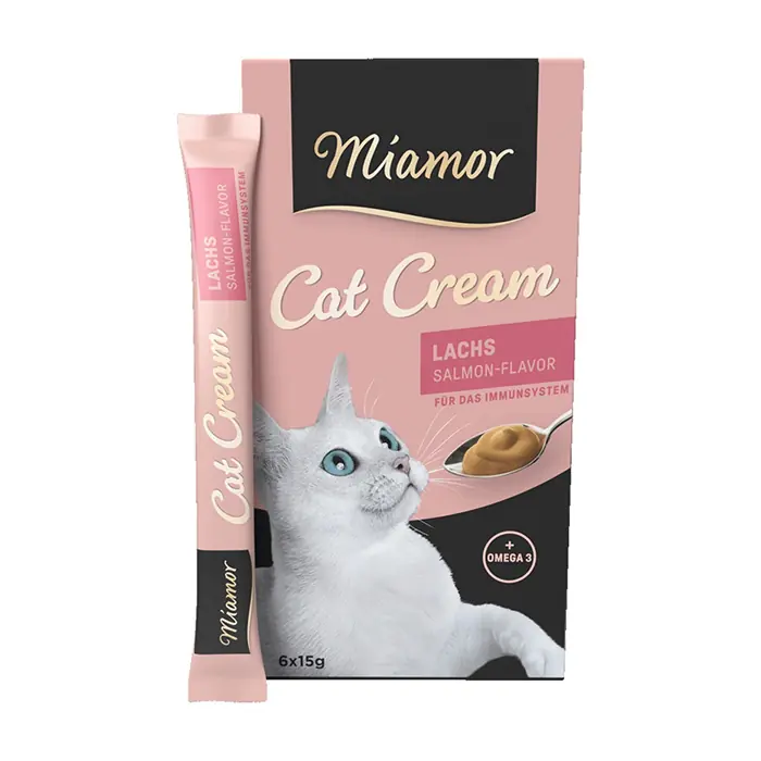 MİAMOR CREAM LACHS SOMONLU TAMAMLAYICI EK BESİN KEDİ ÖDÜLÜ 6X15 GR