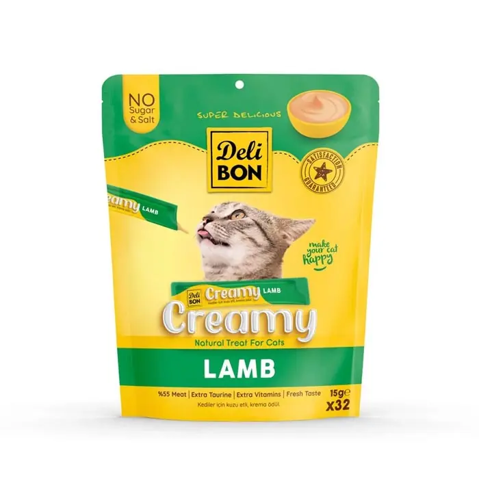 DELİBON CREAMY KUZULU SIVI KEDİ ÖDÜL MAMASI 32X15GR