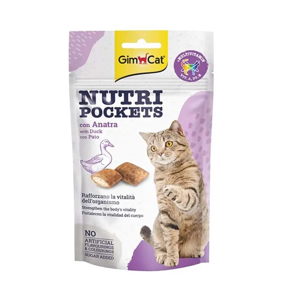 GİMCAT NUTRİ POCKETS ÖRDEKLİ KEDİ ÖDÜLÜ 60GR