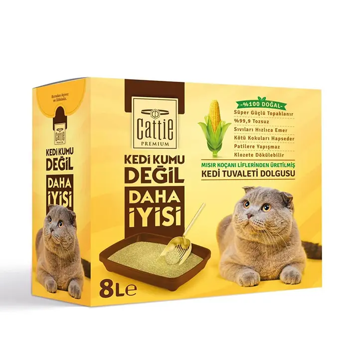 CATTİE SÜPER TOPAKLANAN MISIR KOÇANI KEDİ TUVALETİ DOLGUSU 8 LT