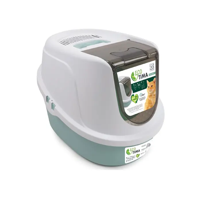 M-PETS ECO TİMA KAPALI KEDİ TUVALETİ SEA GREEN 40X38X53CM