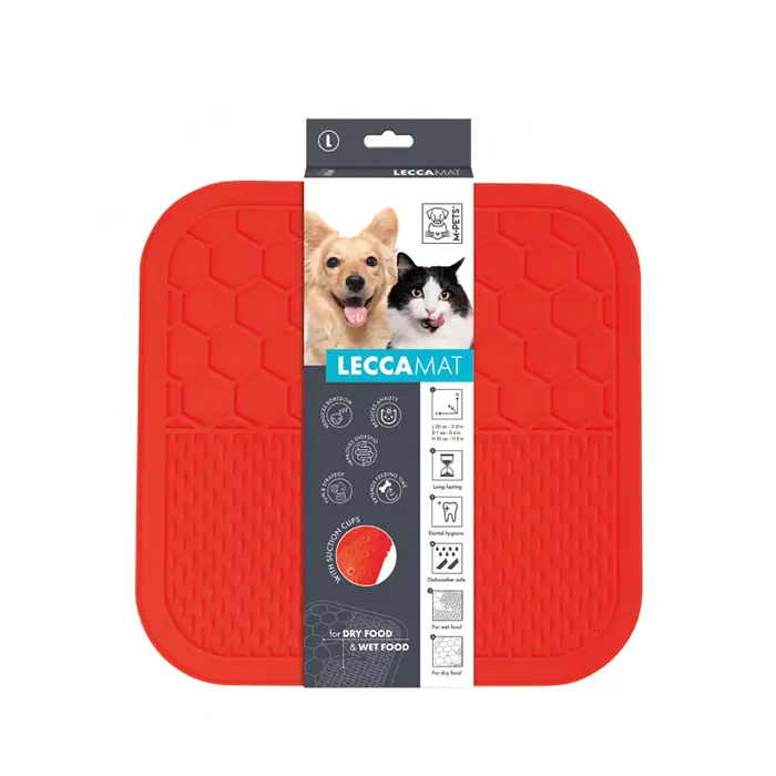 LECCAMAT KARE ŞEKİLLİ KEDİ KÖPEK ÖDÜL YALAMA APARATI KIRMIZI 30X30CM