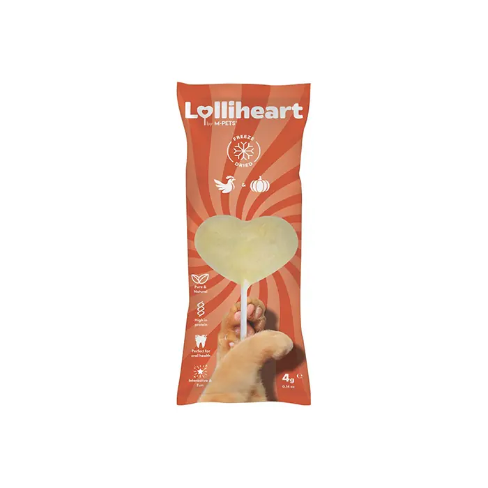 M-PETS LOLLİHEART TAVUKLU VE BALKABAKLI KEDİ ÖDÜLÜ 4GR