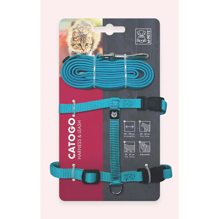 M-PETS CATOGO KEDİ GÖĞÜS TASMASI SETİ MAVİ