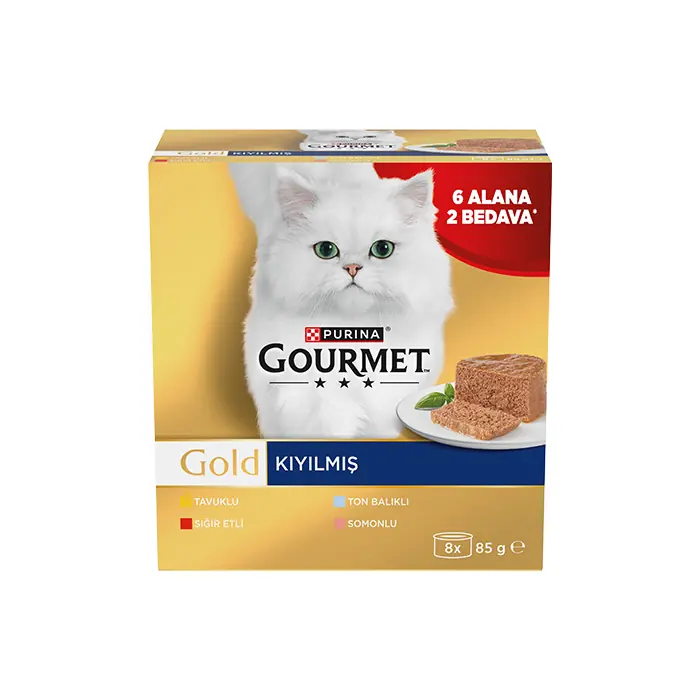 GOURMET GOLD BOX KIYILMIŞ SERİ KEDİ YAŞ MAMASI 85 GR 8 AL 6 ÖDE