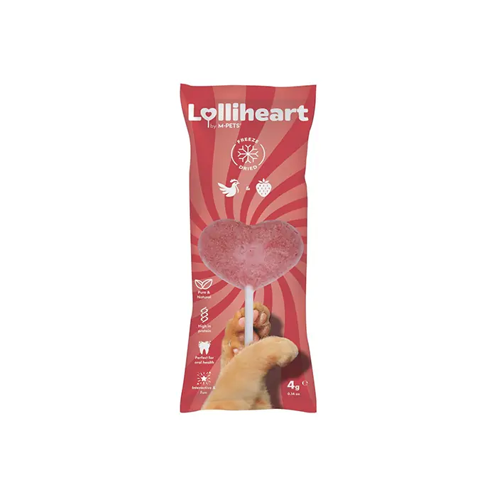 M-PETS LOLLİHEART TAVUKLU VE ÇİLEKLİ KEDİ ÖDÜLÜ 4GR