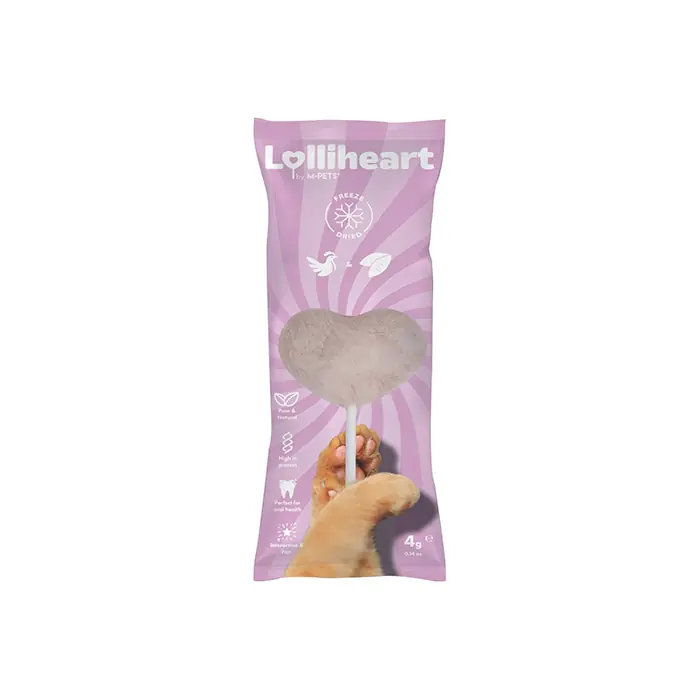 M-PETS LOLLİHEART TAVUKLU VE MOR PATATESLİ KEDİ ÖDÜLÜ 4GR