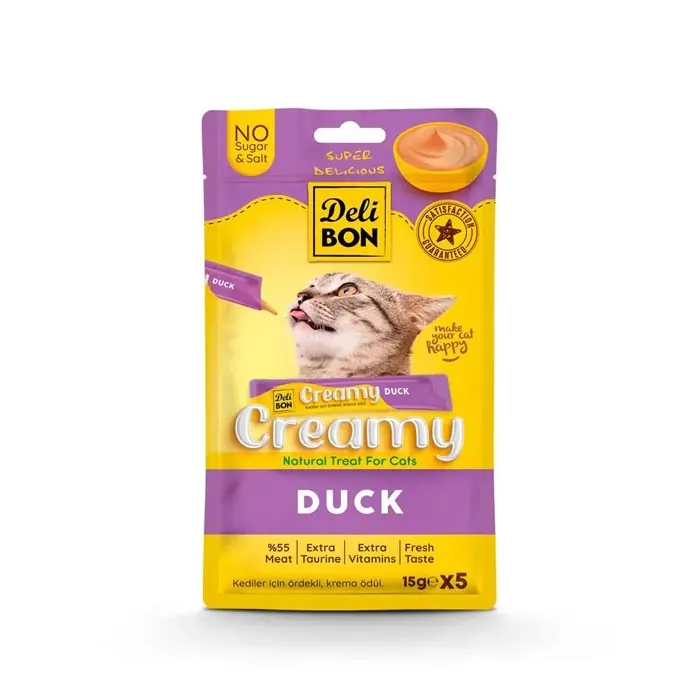 DELİBON CREAMY ÖRDEKLİ SIVI KEDİ ÖDÜL MAMASI 5X15GR