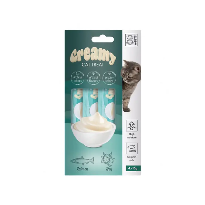 M-PETS SOMON BALIKLI VE BİFTEKLİ SIVI KEDİ ÖDÜLÜ 4X15GR