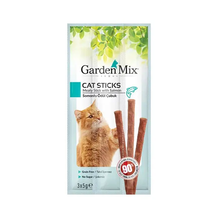 GARDEN MİX SOMONLU TAHILSIZ KEDİ STİCK ÖDÜLÜ 3X5GR